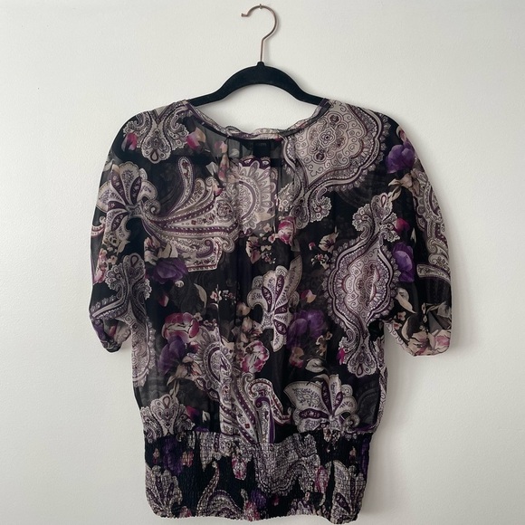 White House Black Market Sheer Paisley Blouse - Picture 2 of 3